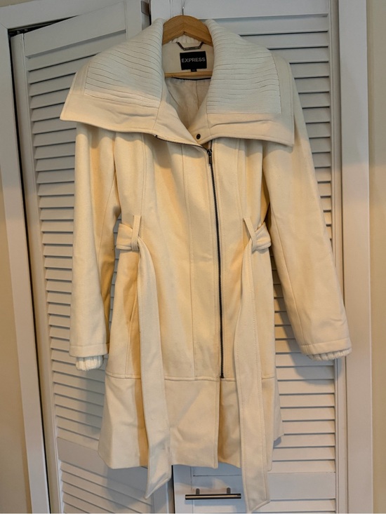 Express Jackets & Blazers - Express Cream Off-White Belted Trench Coat